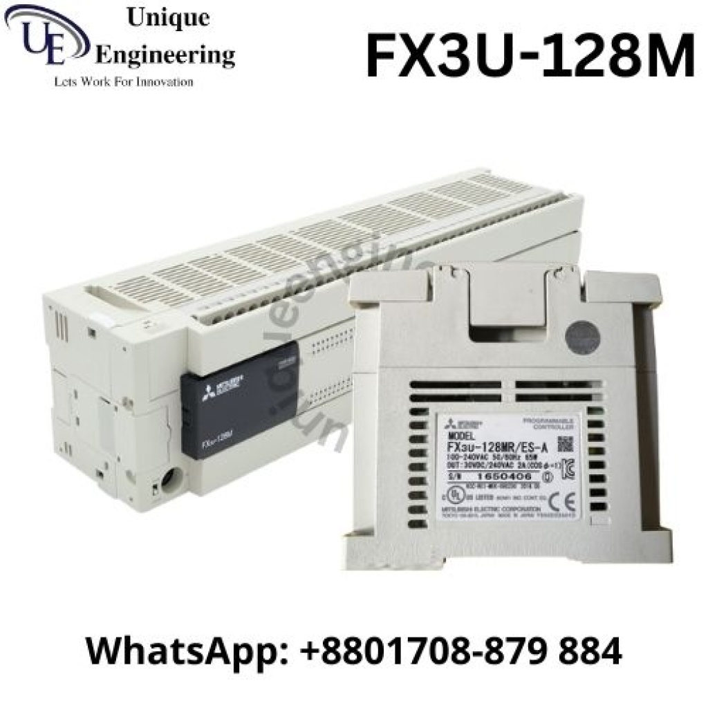 FX3U-128M PLC Seller in bd | 128 I/O Points Mitsubishi CPU Price