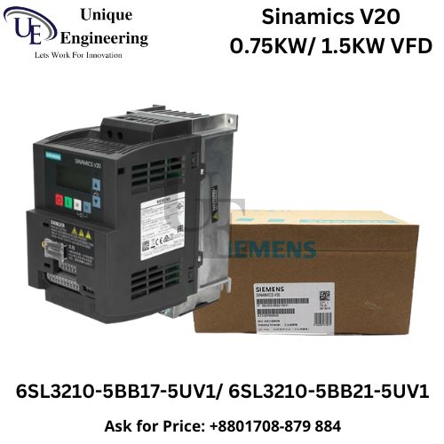 Siemens Sinamics V20 Series 0.75kw 1.5kw VFD 6SL3210-5BB17-5UV1-6SL3210-5BB21-5UV1 in bd